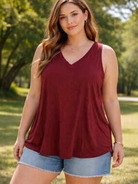 Old Navy Womens Maroon V-Neck Tank